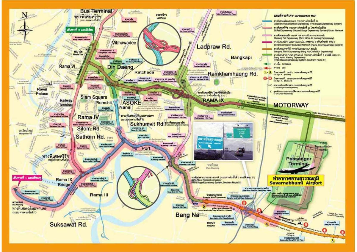 žemėlapis bankokas autostrada