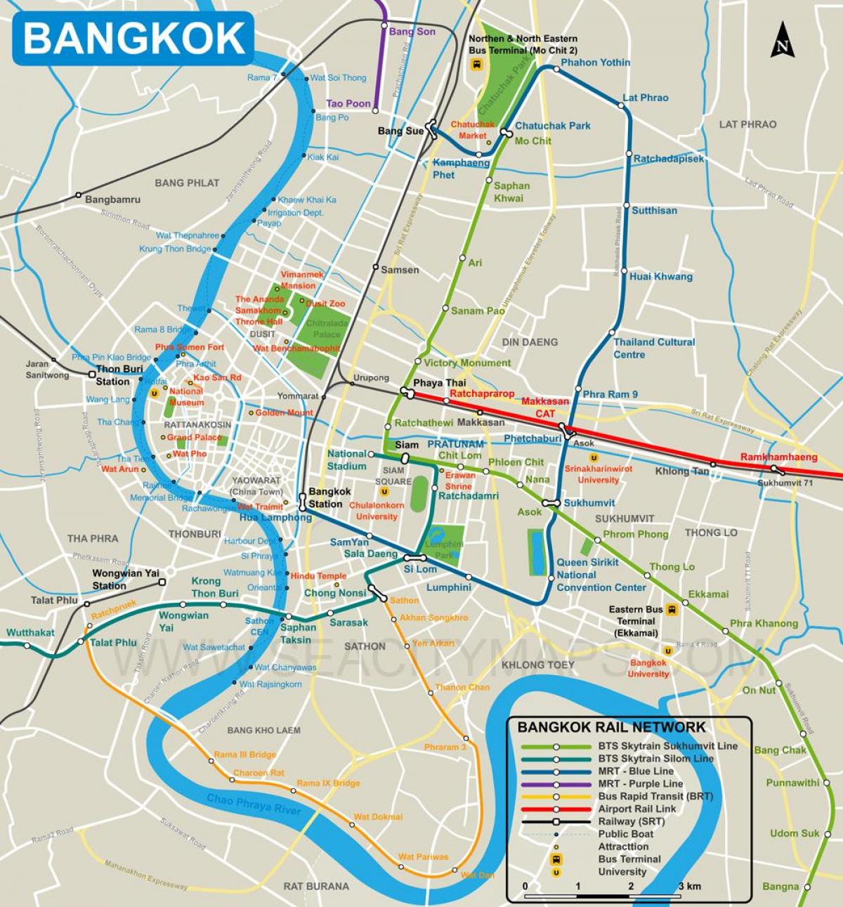 žemėlapis bankokas miesto centro