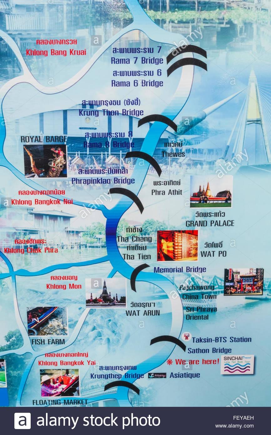 žemėlapis chao phraya upės bankokas