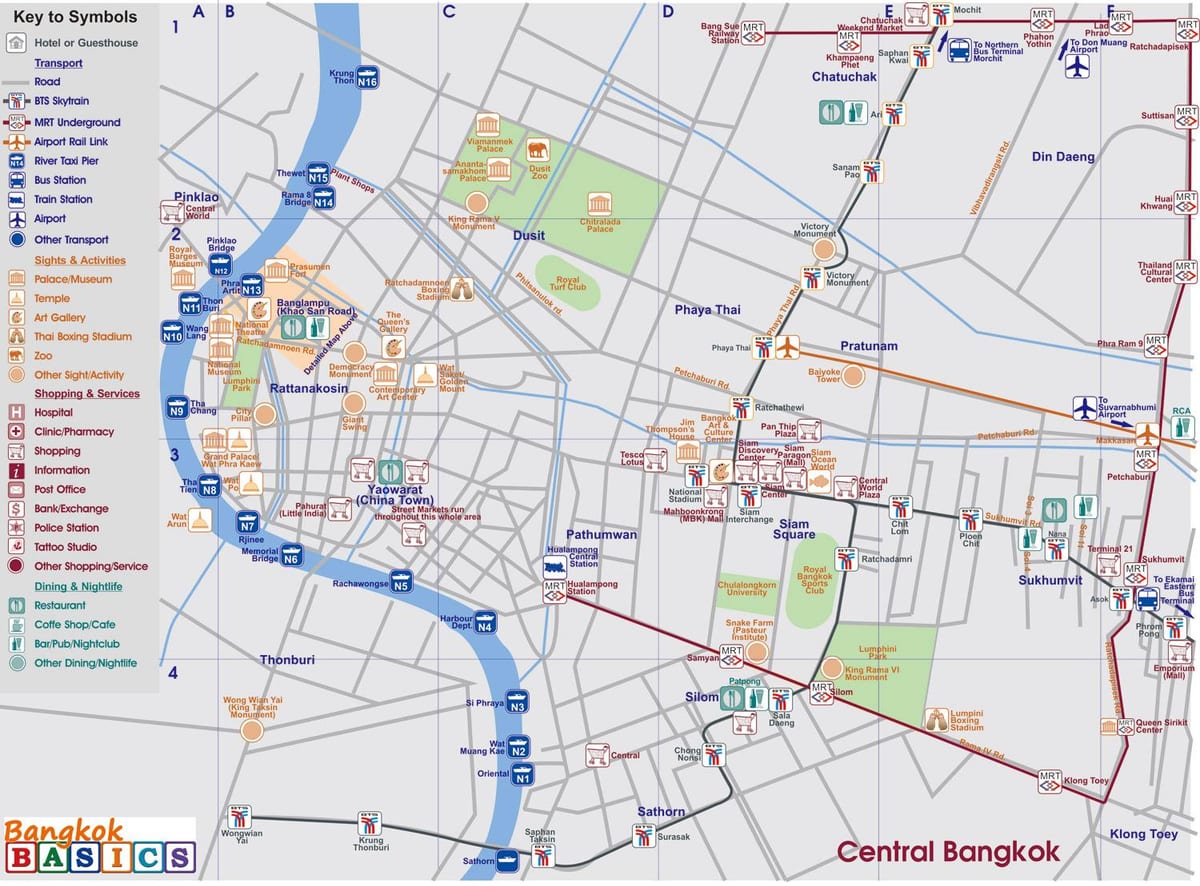 žemėlapis centrinės bankokas