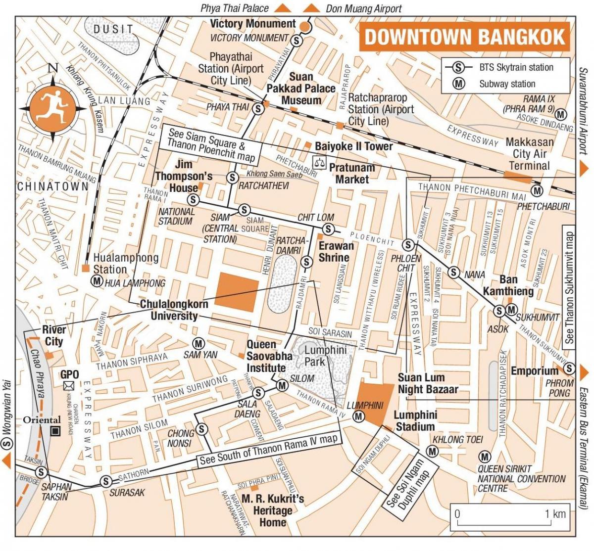 bankokas miesto centro žemėlapis