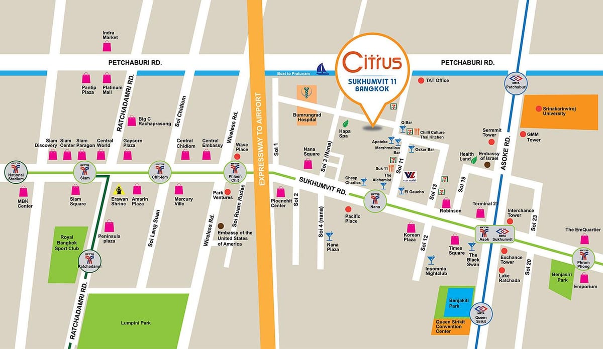 žemėlapis sukhumvit road, bankokas