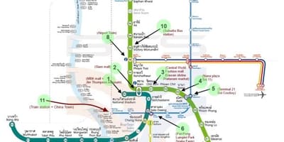 Žemėlapis bankokas, bts žemėlapių su lankytinų vietų