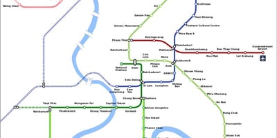 Bankokas, bts mrt žemėlapyje