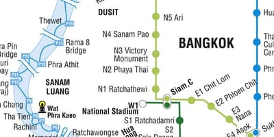 Žemėlapis bankokas metro ir skytrain