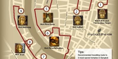 Žemėlapis bankoko šventyklos kelionė